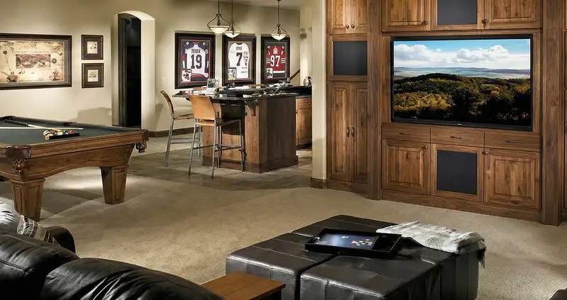 finished basement remodeling project transforming a basement into a comfortable living space in Allentown, PA