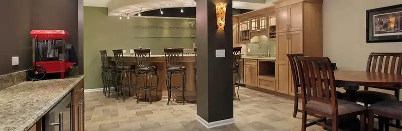 modern basement remodeling with custom finishes and open layout in a home in Allentown, PA