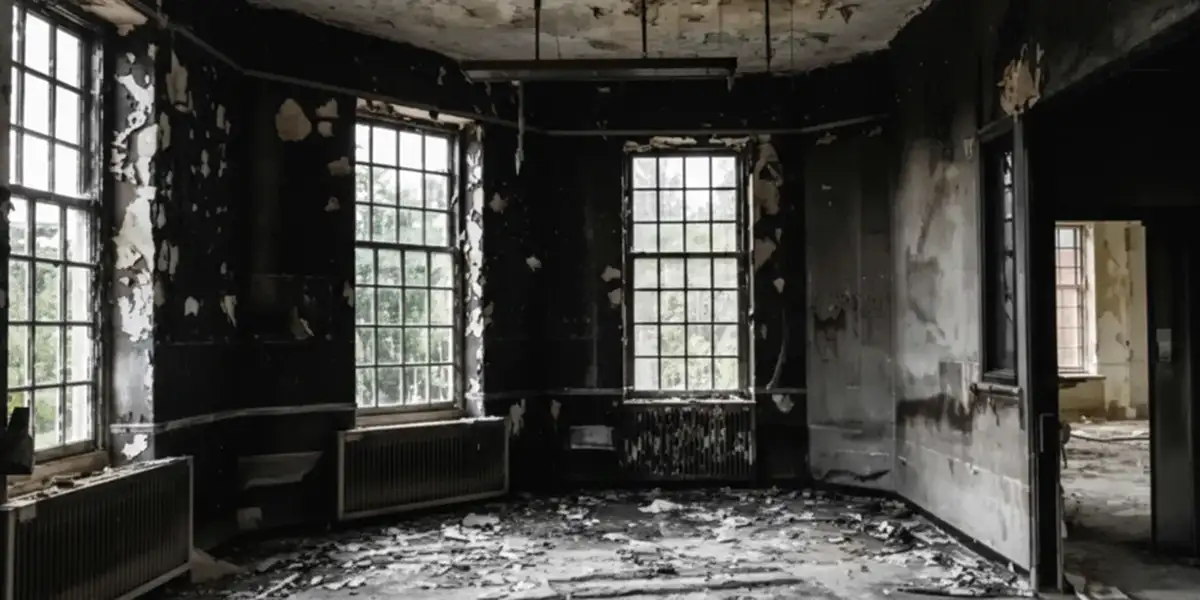 fire damage repair addressing severe interior damage and smoke residue inside a burned home in Allentown, PA