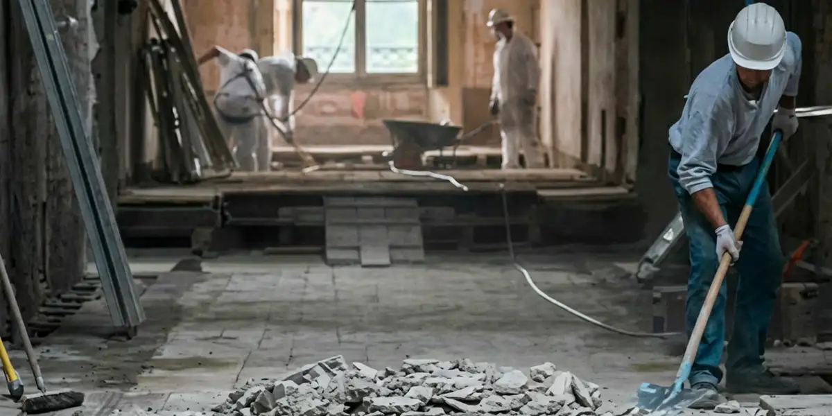 fire damage restoration professionals performing structural cleanup and restoration after a fire in Allentown, PA