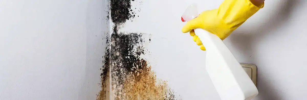 visible mold growth on an interior wall being treated during mold removal service in Allentown, PA
