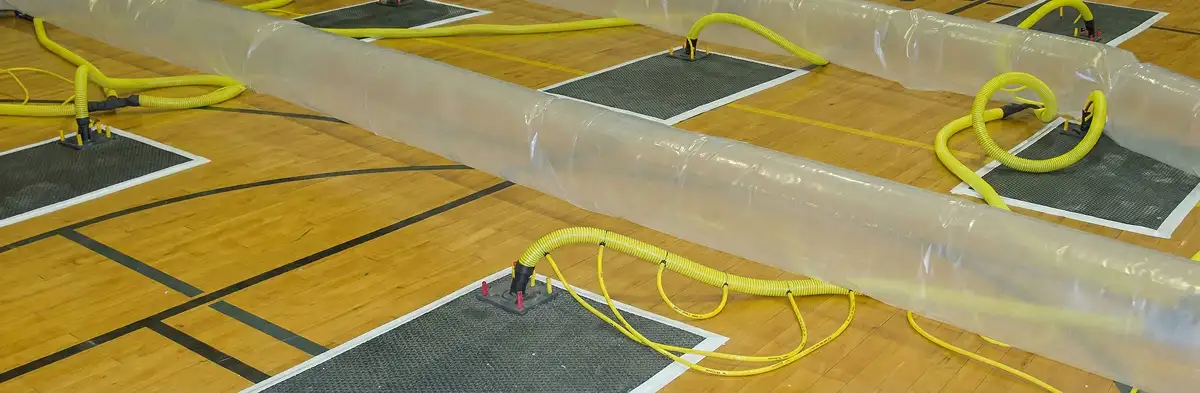 water clean up drying system set up to remove moisture and prevent further damage in Allentown, PA
