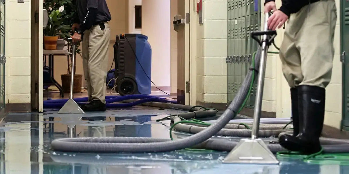 water damage restoration technicians performing professional water extraction inside a property in Allentown, PA